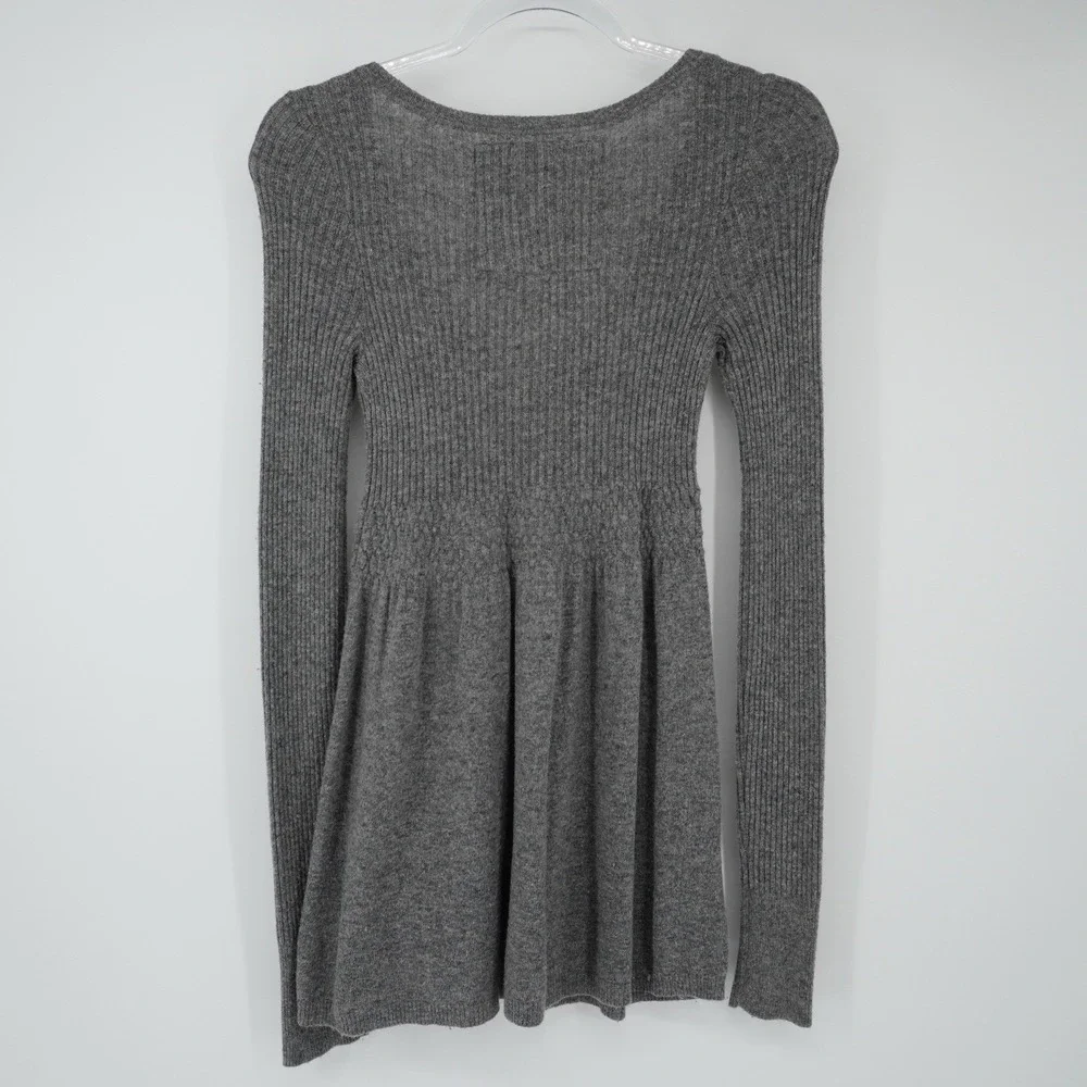 Vintage Abercrombie & Fitch Babydoll Sweater Small Long Sleeve Button Gray Y2K